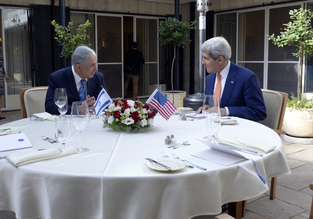 Secretary of State Kerry with Prime Minister Netanyahu at the Prime Minister's Residence