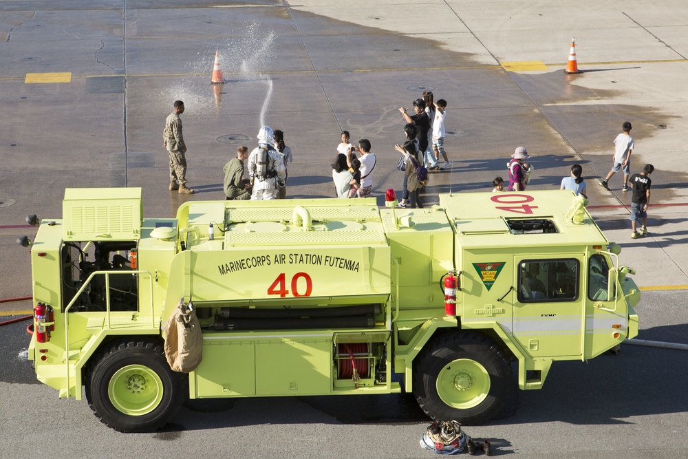 Okinawa residents tour chow hall, flight line on MCAS Futenma
