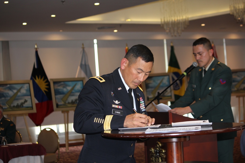 Maj. Gen. K.K. Chinn, US Army South commanding general, signs CAA accords