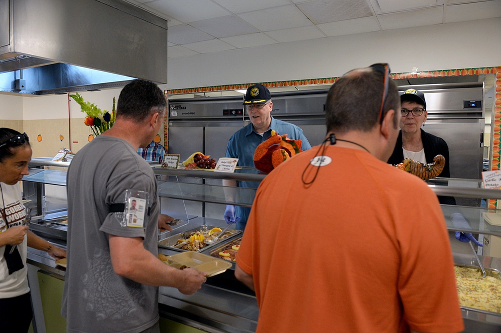 DSD and his wife serve Thanksgiving lunch to members of Camp Lemonnier, Djibouti