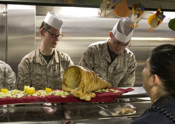 Service members celebrate Thanksgiving at sea