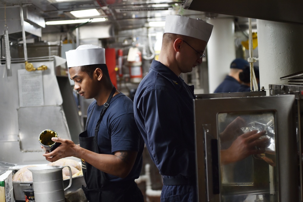 Thanksgiving dinner aboard USS Ross