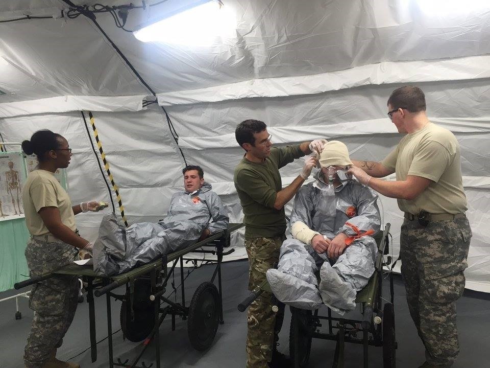 212th Combat Support Hospital joins the United Kingdom’s 33 Field Hospital in exercise to operate in a CBRN environment
