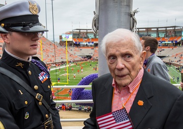 Clemson University dedicates Memorial Stadium flagpole to WWII hero