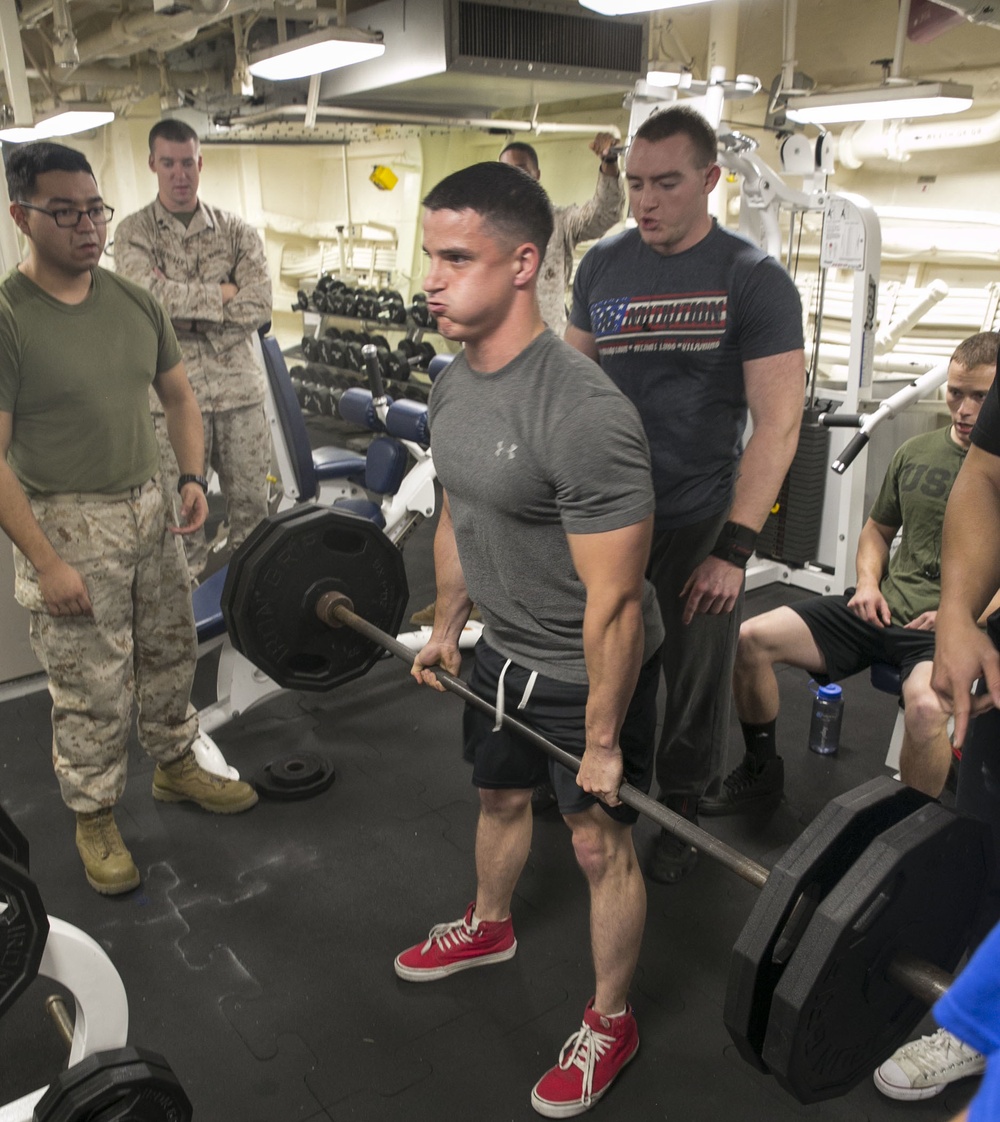 Weight Lifting Competition aboard the USS Arlington (LPD 24)