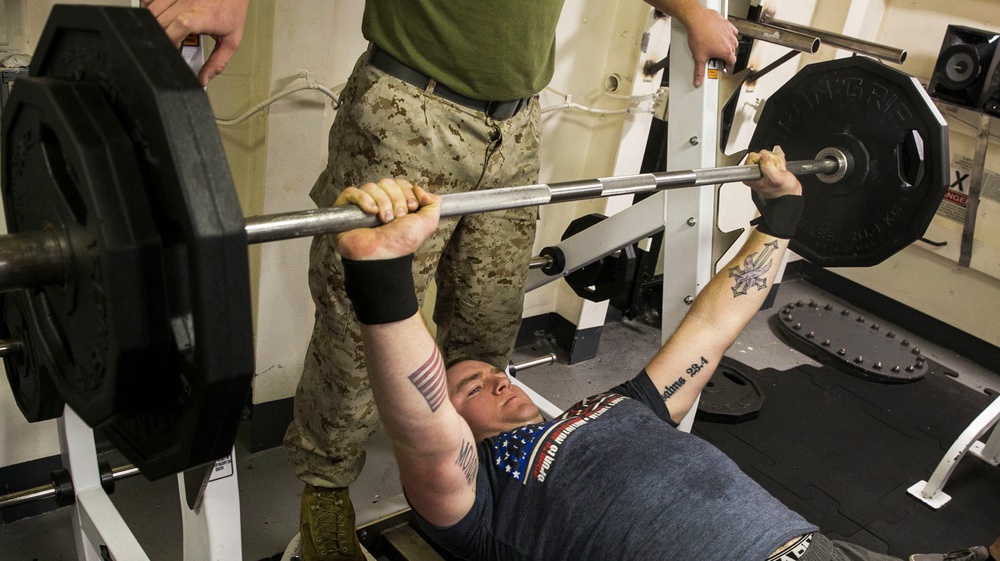 Weight Lifting Competition aboard the USS Arlington (LPD 24)