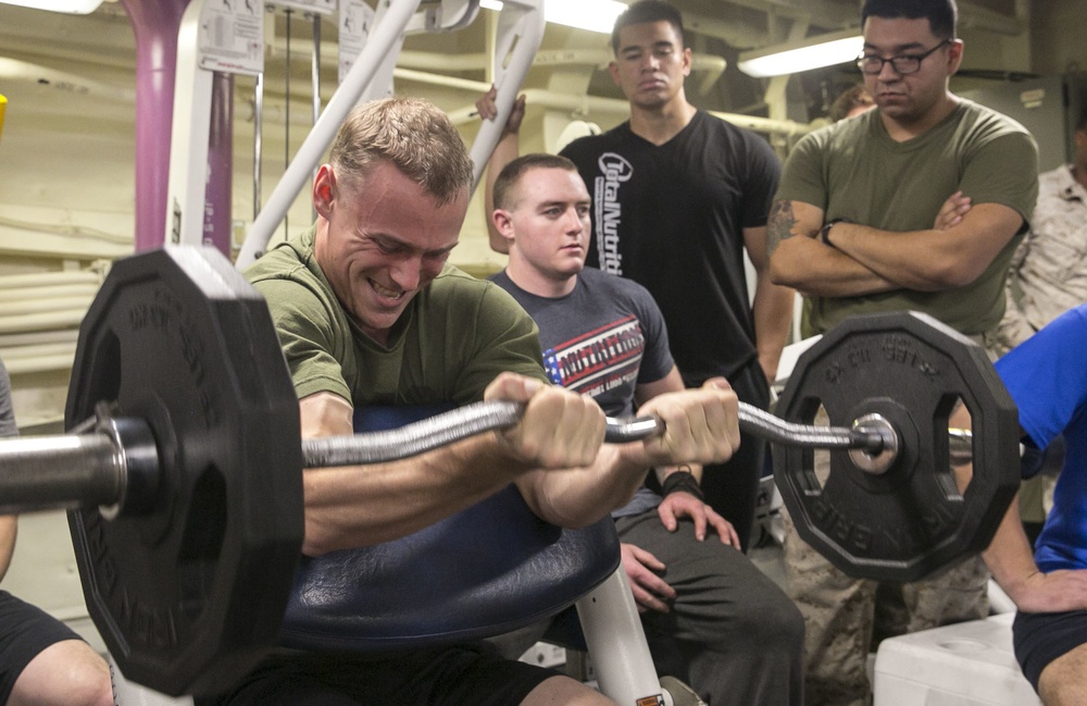 Weight Lifting Competition aboard the USS Arlington (LPD 24)