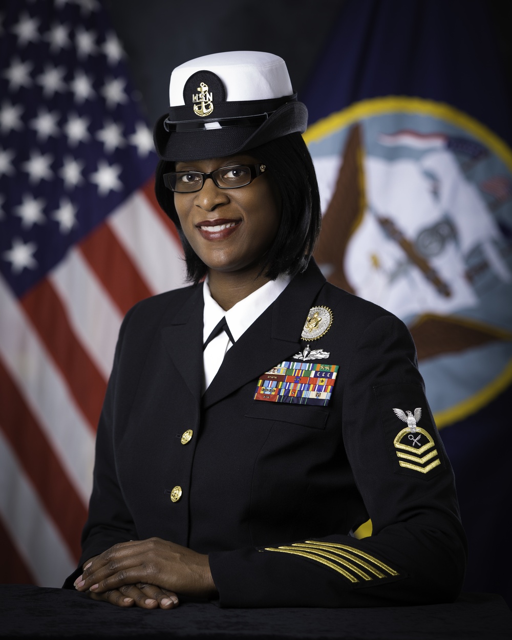 Official portrait, Senior Enlisted Leader, Defense Intelligence Agency Unit 0166, Chief Intelligence Specialist Sheana O. Marfo, US Naval Reserve