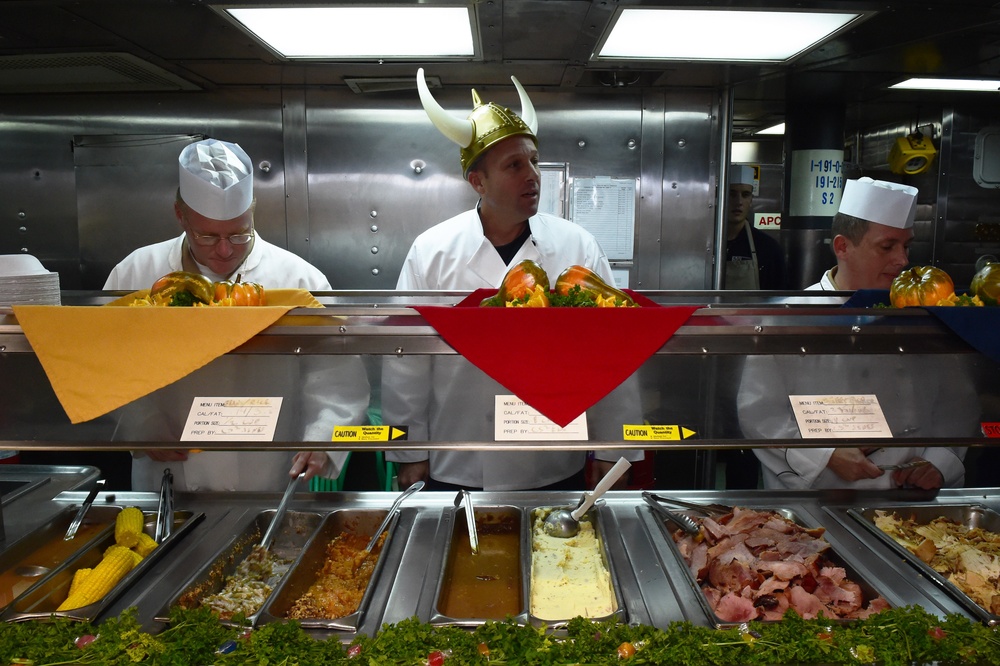 Thanksgiving dinner aboard USS Carney