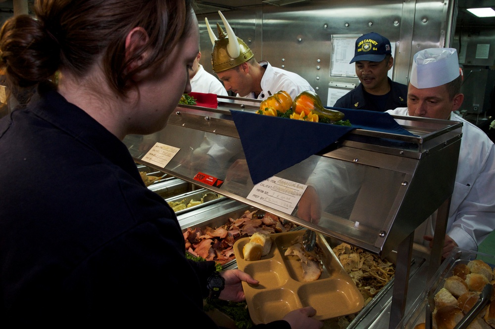 Thanksgiving dinner aboard USS Carney