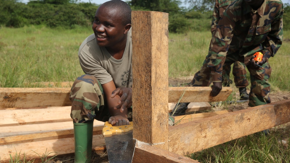 U.S. Marines and Ugandan soldiers fortify engineering skills