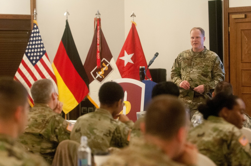 Maj. Gen. Gamble gives opening remarks at 30th MED BDE Senior Leader Forum