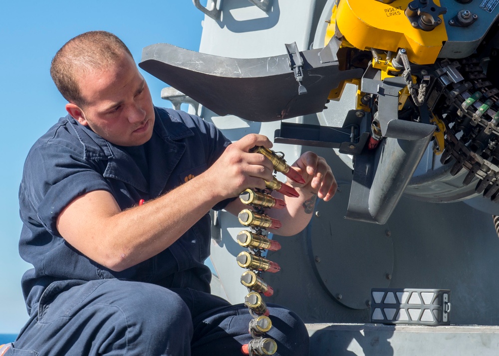 USS Princeton Sailor prepares CIWS for live-fire