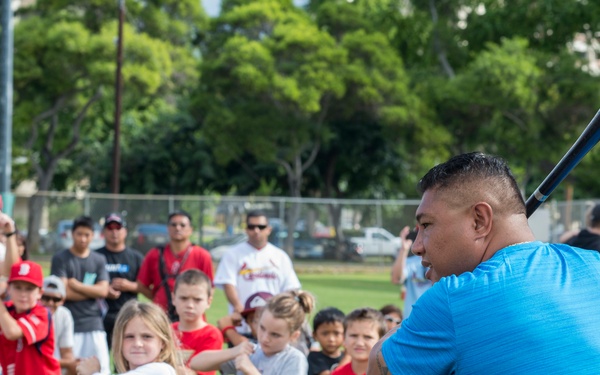 MLB players interact with military members and their families