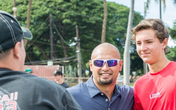 MLB players interact with military members and their families