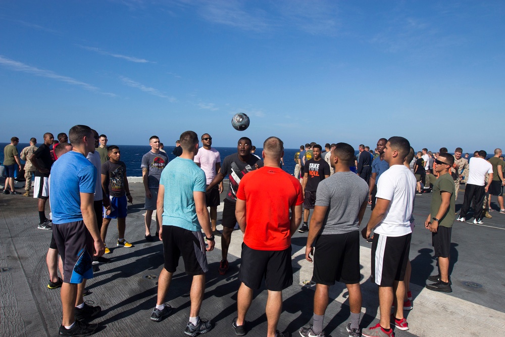 Morale stays high aboard USS Kearsarge during steel beach event