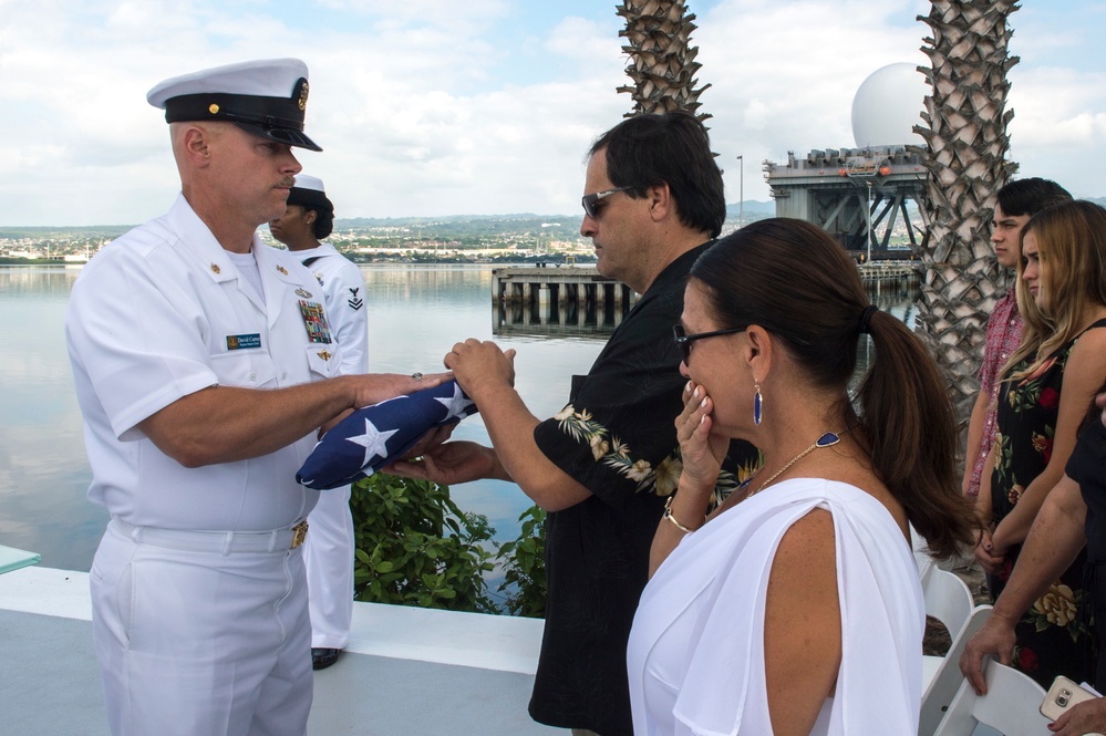 Ash-scattering ceremony at USS Utah