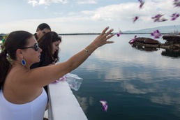 Ash-scattering ceremony at USS Utah