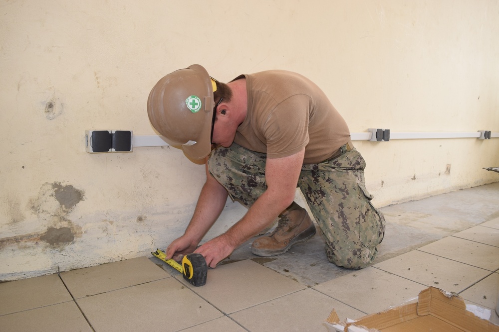 Seabees tile floor in Dakar