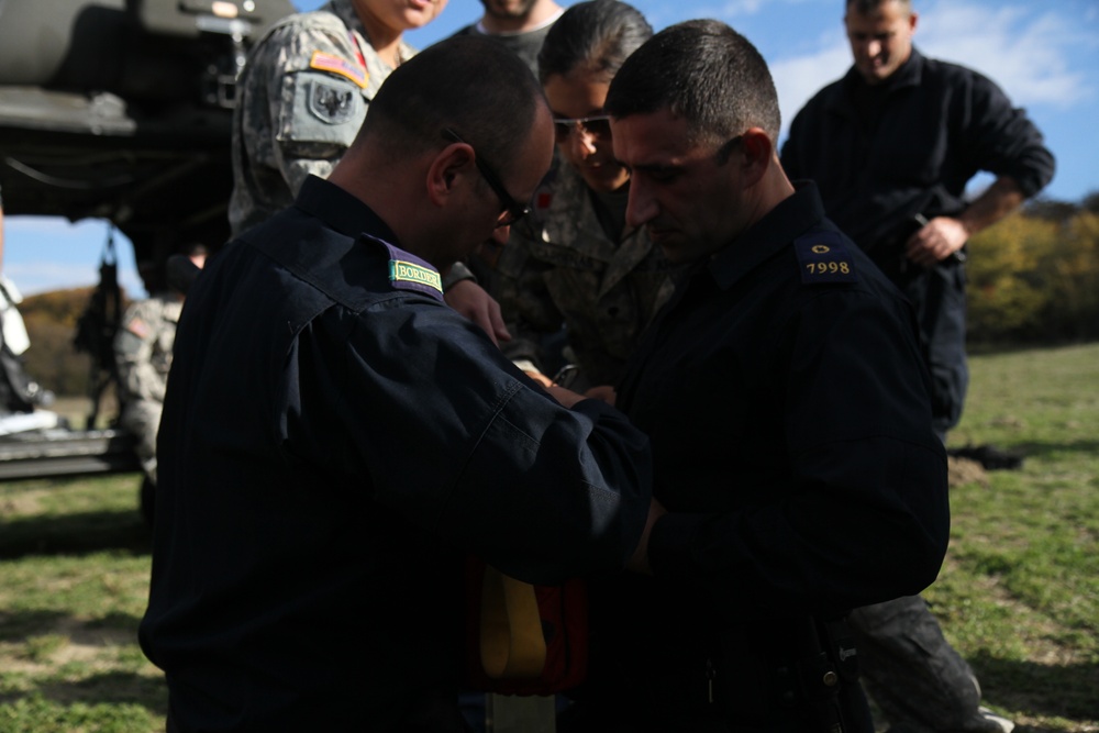 Kosovo Border Police and KFOR conduct medevac training on the Administrative Boundary Line