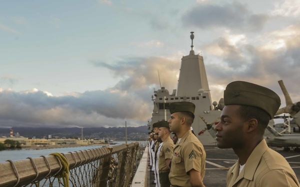 Marines, Sailors man the rails