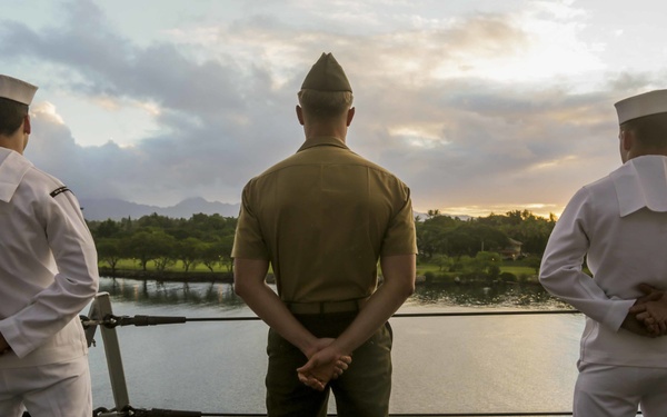 Marines, Sailors man the rails