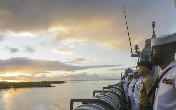 Marines, Sailors man the rails