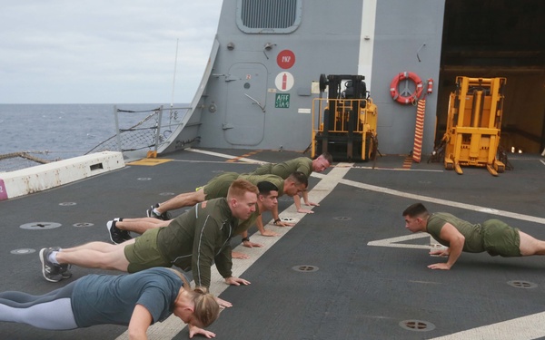 U.S. Marines PT with family members