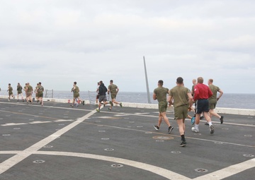 U.S. Marines PT with family members