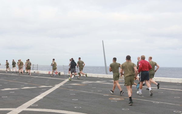 U.S. Marines PT with family members