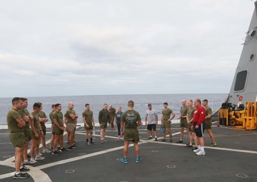 U.S. Marines PT with family members