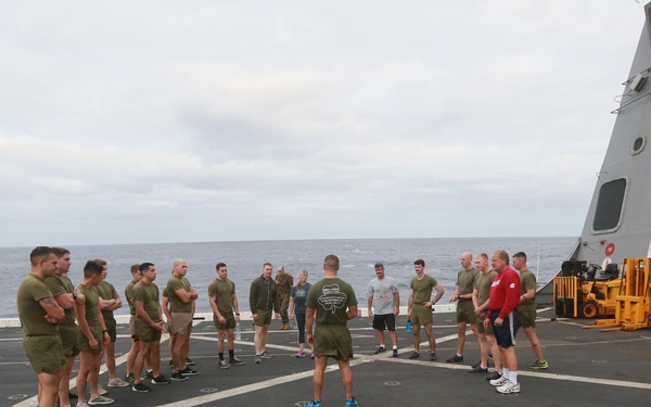 U.S. Marines PT with family members