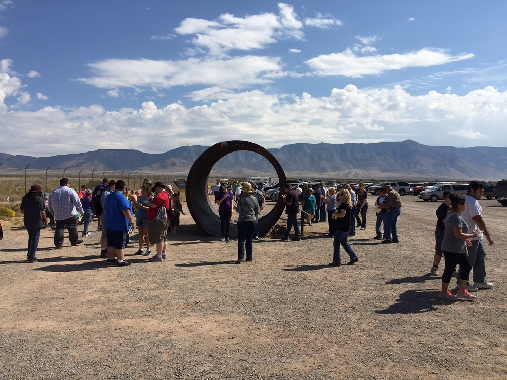 Visitors attend the Trinity Site Open House