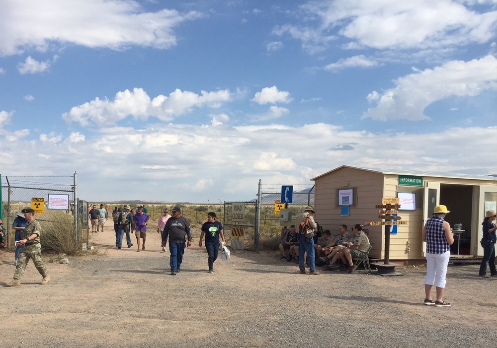 Visitors attend the Trinity Site Open House