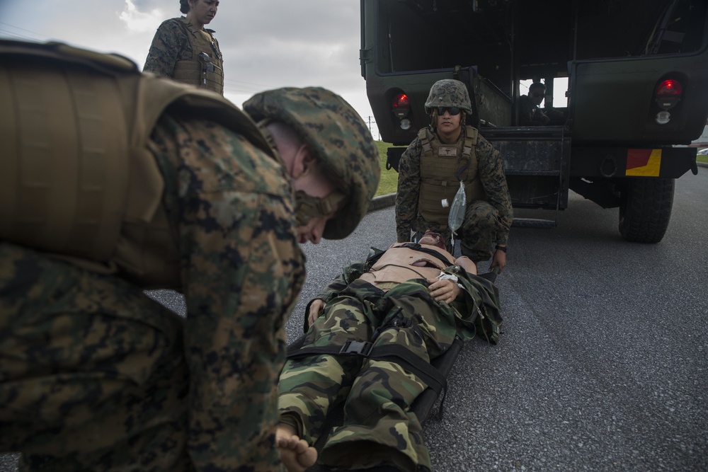 Casualties inbound: Corpsmen participate in casualty evacuation course