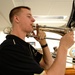 The Army pep rally band plays in the Pentagon halls before the upcoming Army-Navy football game this Saturday