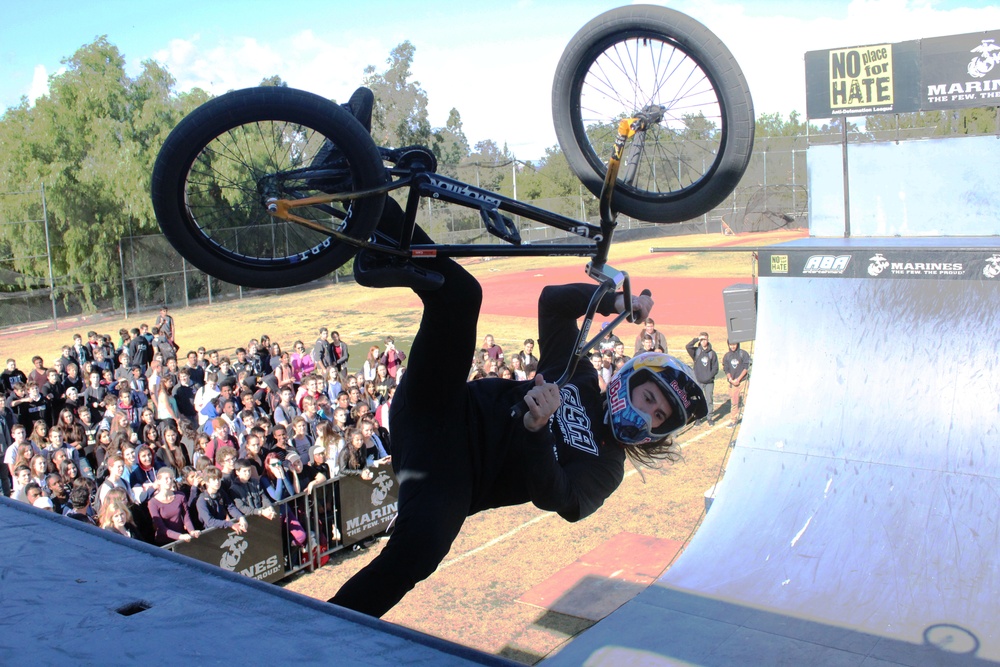 Marines, Action Sports Athletes deliver anti-bullying message to LA high schools