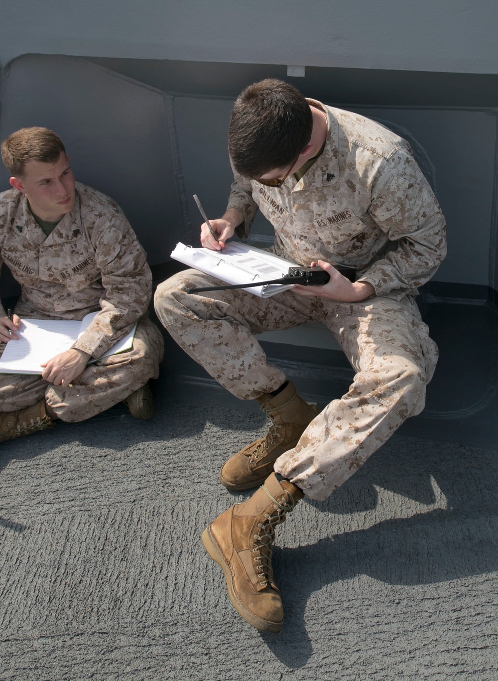 Artillery Marines aboard the USS Arlington maintain readiness while afloat