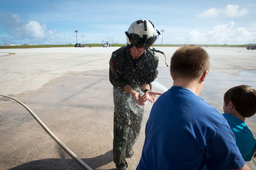 Helicopter Sea Combat Squadron (SHC) 25 officer celebrates last flight flown