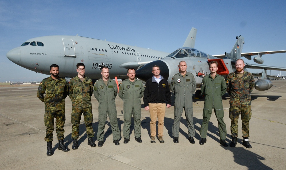Secretary of defense took a photo with coalition troops on Incirlik Air Base, Turkey