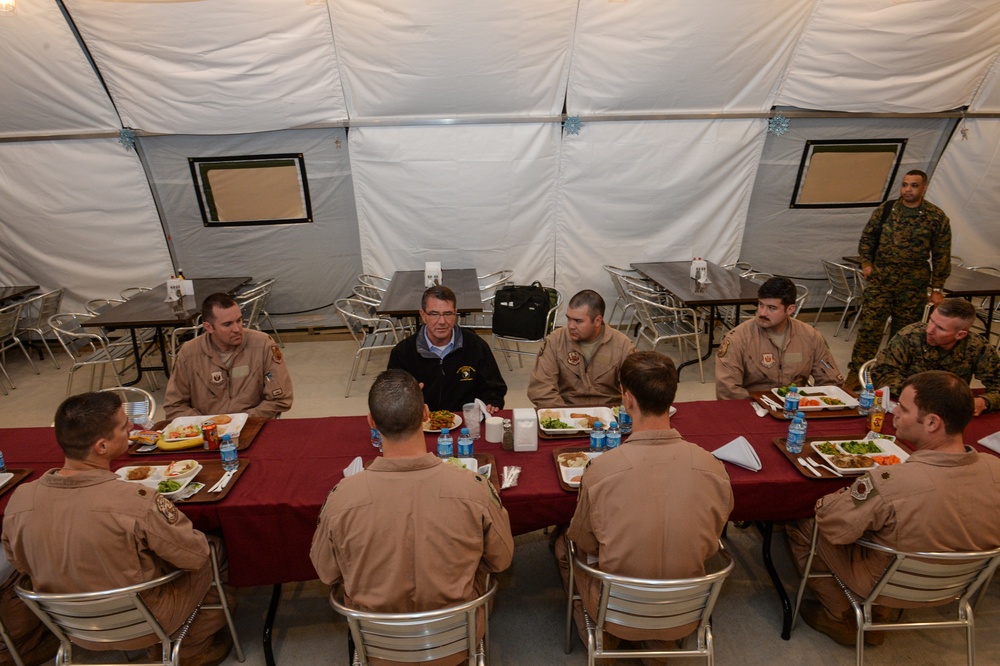 Secretary of defense had lunch with troops at Incirlik Air Base, Turkey
