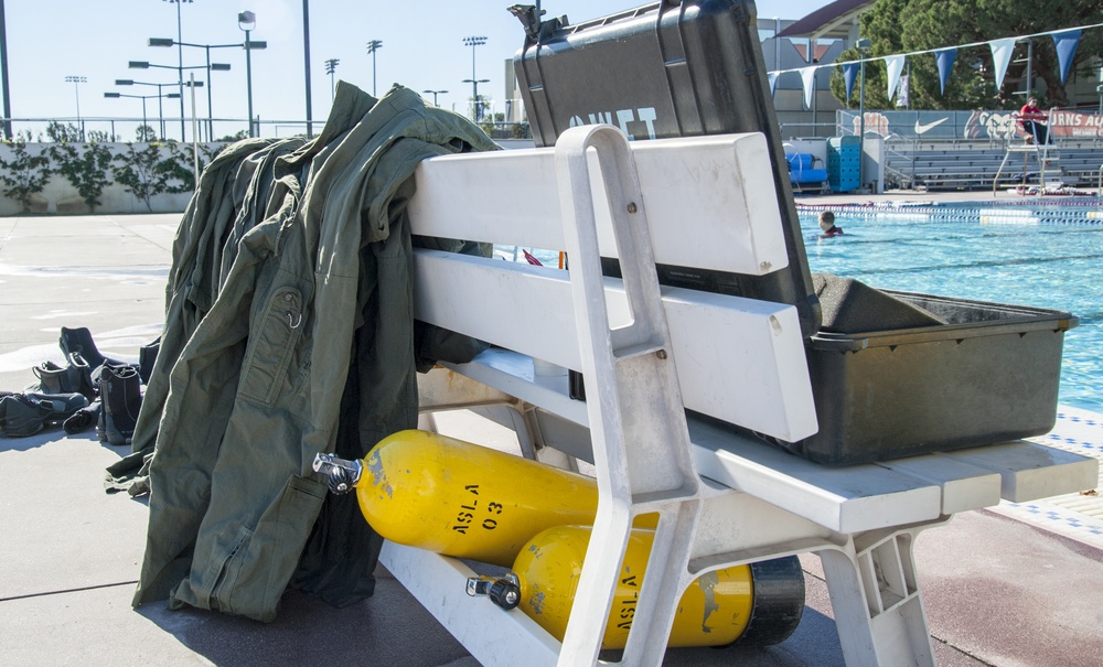 Coast Guard Air Station Los Angeles crew conducts emergency aircraft evacuation training