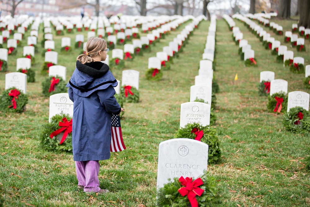 Arlington National Cemetery adorned in wreaths