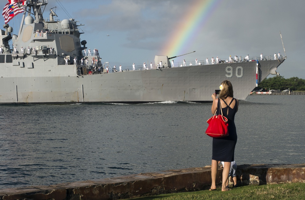 USS Chafee returns to Joint Base Pearl Harbor-Hickam after a seven-month independent deployment