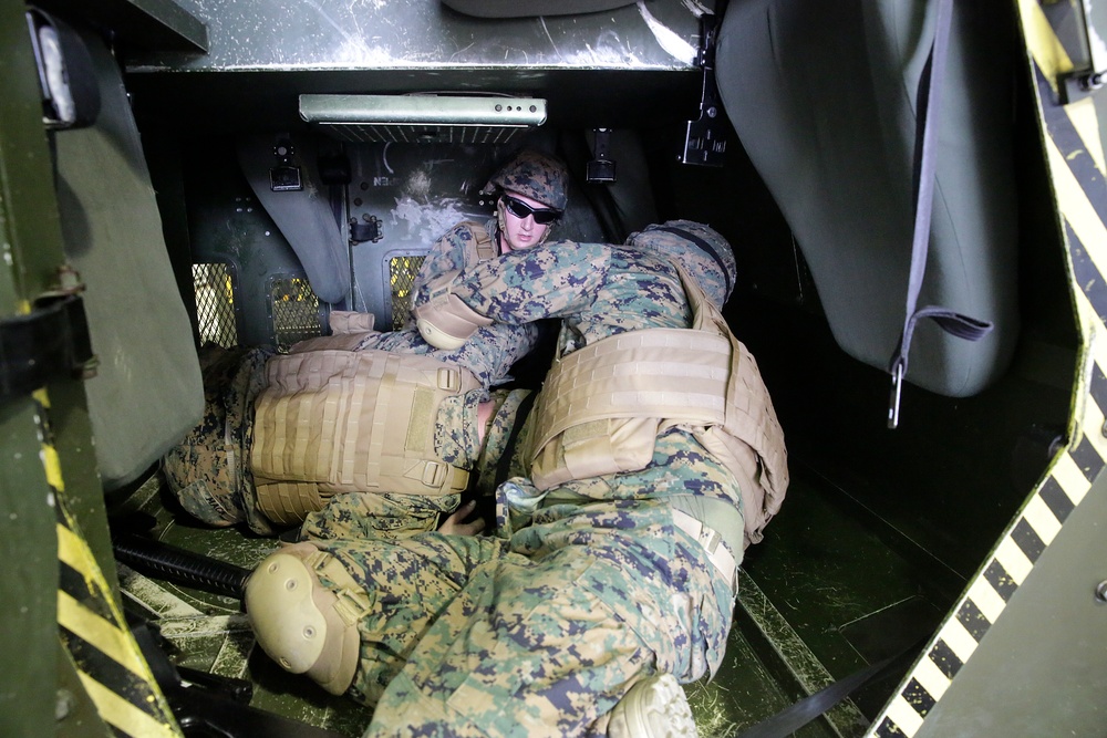 2nd Supply Battalion egresses simulated Humvee roll-over