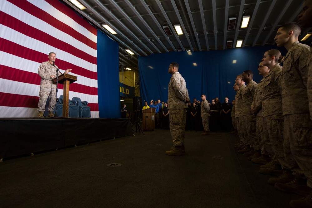 Secretary of defense visits USS Kearsarge