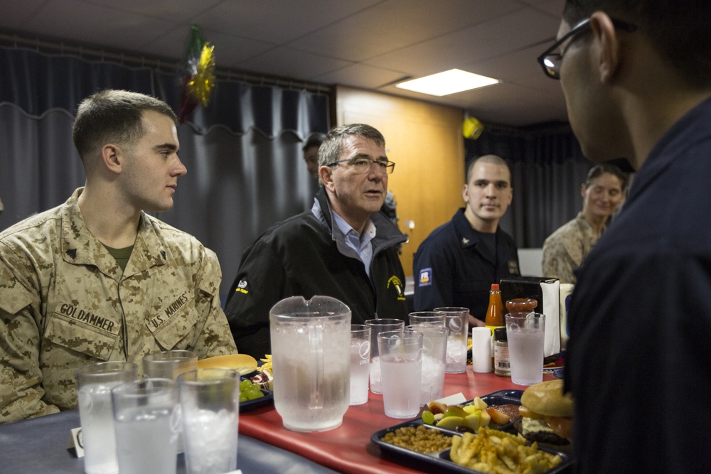 Secretary of defense visits USS Kearsarge