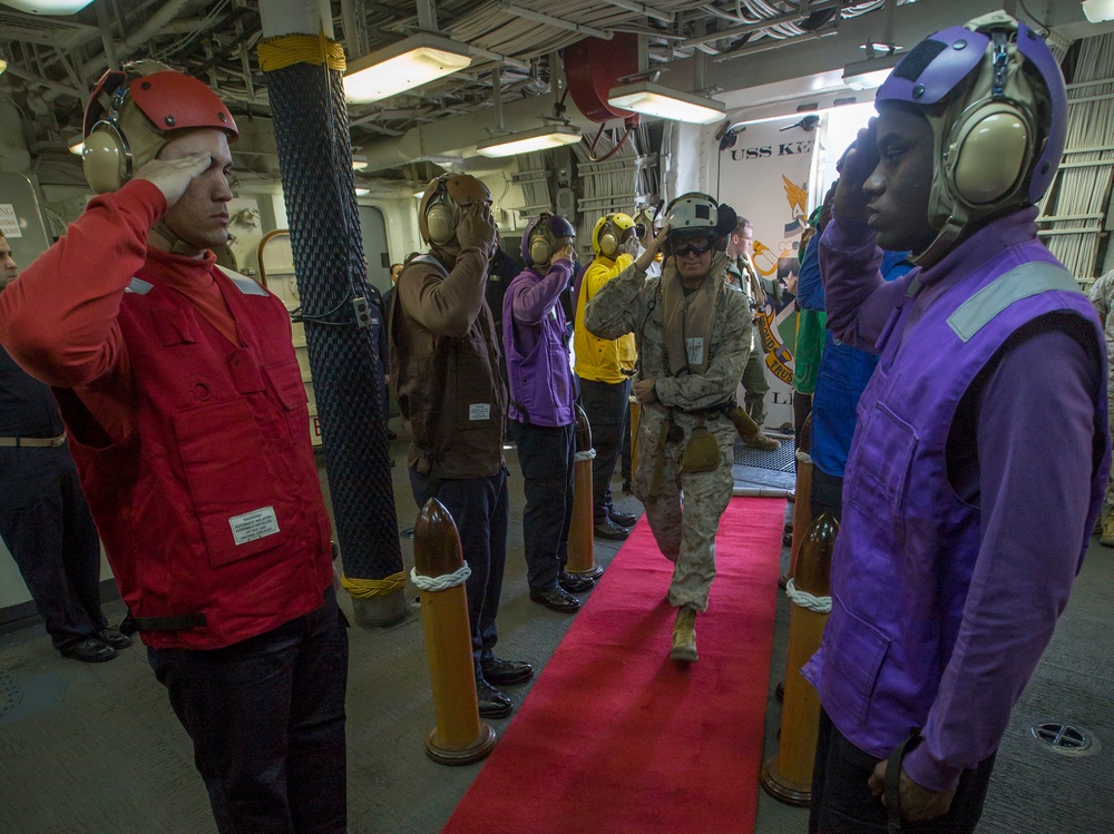 Secretary of defense visits USS Kearsarge