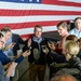 Secretary of defense holds a press conference below deck of the USS Kearsarge