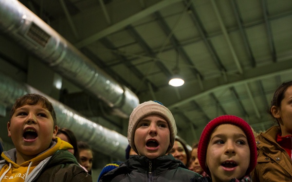 U.S. military members celebrate Christmas early with Romanian children